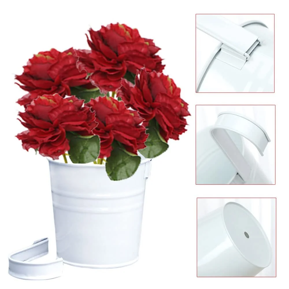 Підвісні вазони Набір з 4 шт. Металеві зі знімними гачками та дренажним отвором Білі, фото №4 Підвісні вазони Набір з 4 шт. Металеві зі знімними гачками та дренажним отвором Білі, фото №4