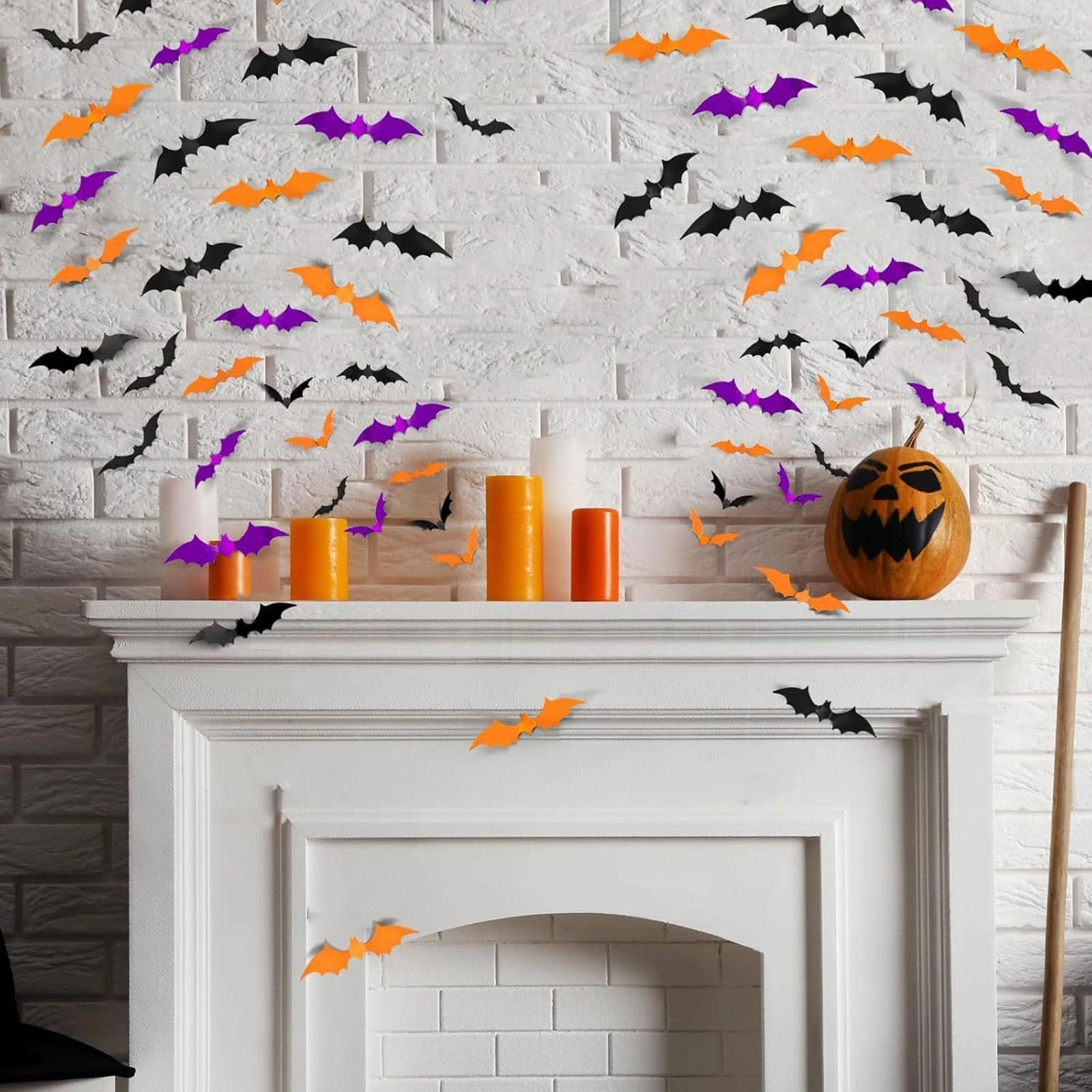 Наклейка на стену 3D Летучие мыши на Хэллоуин Набор 72 шт Цветной, фото №4