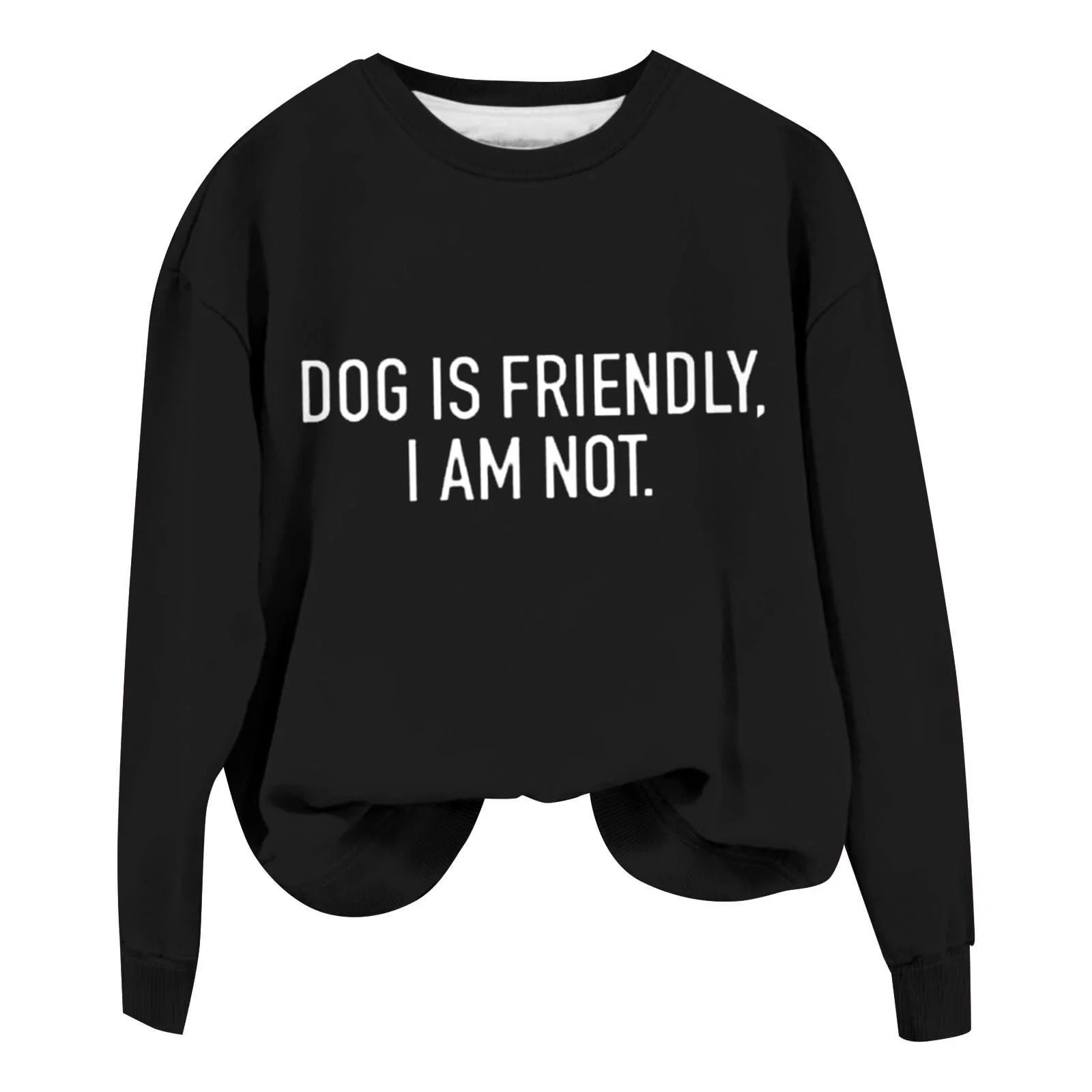 Женская Толстовка Trendy Soft Warm Dog Is Friendly I Am Not Рубашки С Длинным Рукавом Dog Lover Круглый Вырез Пуловер для Женщин Full Zip, фото №1