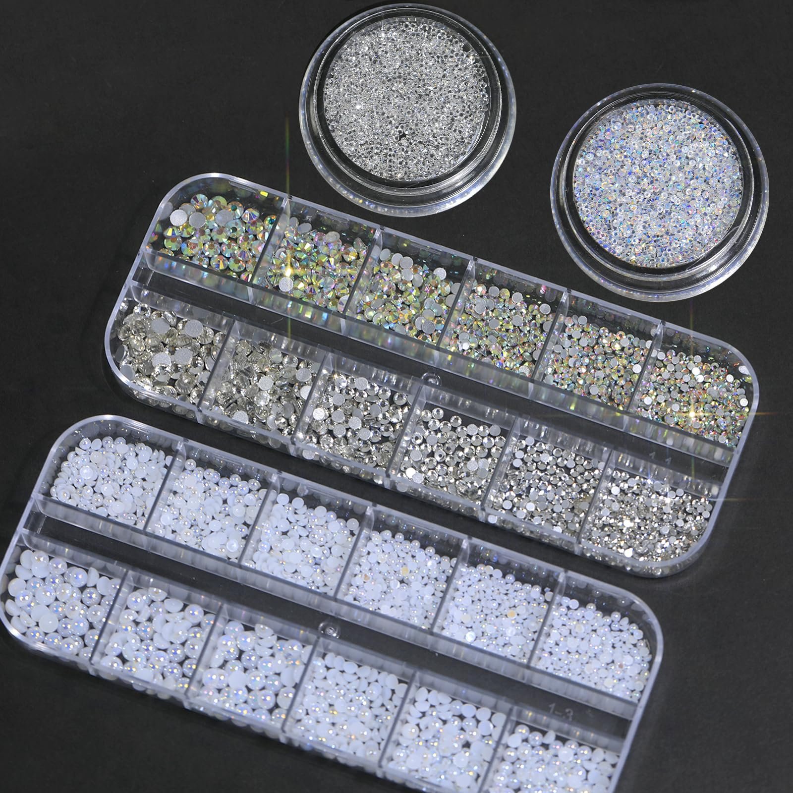 Стразы и жемчуг для ногтей HNUIX 4 шт, кристаллы, стразы, искусственные бриллианты, жемчуг для ногтей, 3D украшения для ногтей, с восковым карандашом и пинцетом, фото №6