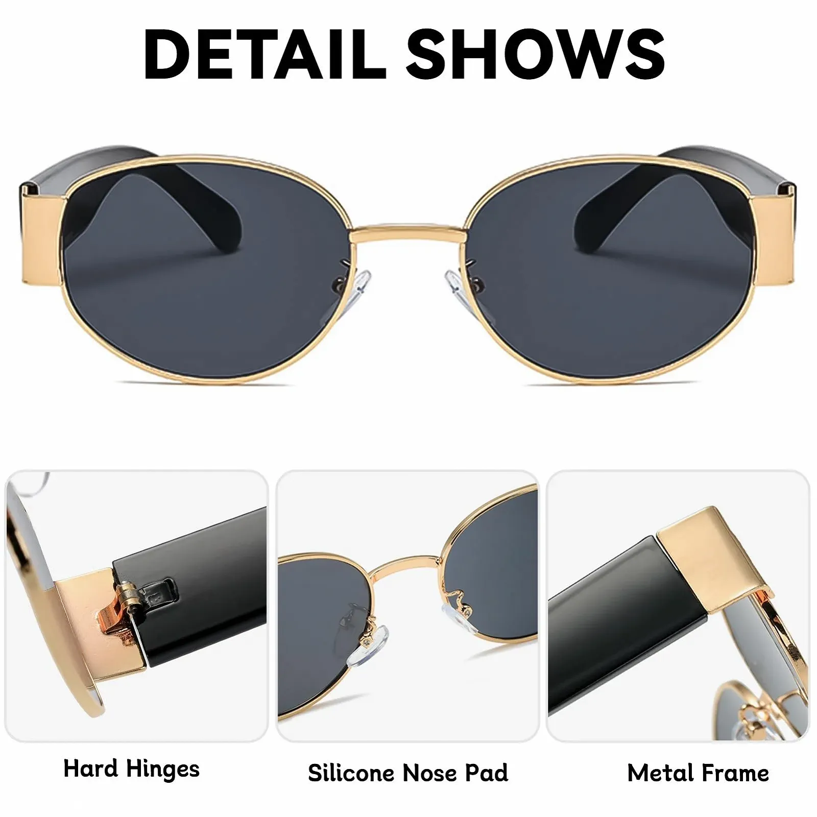 Овальні сонцезахисні окуляри LOJUDI для жінок і чоловіків, круглі в стилі ретро, дизайнерські із захистом UV400, фото №3