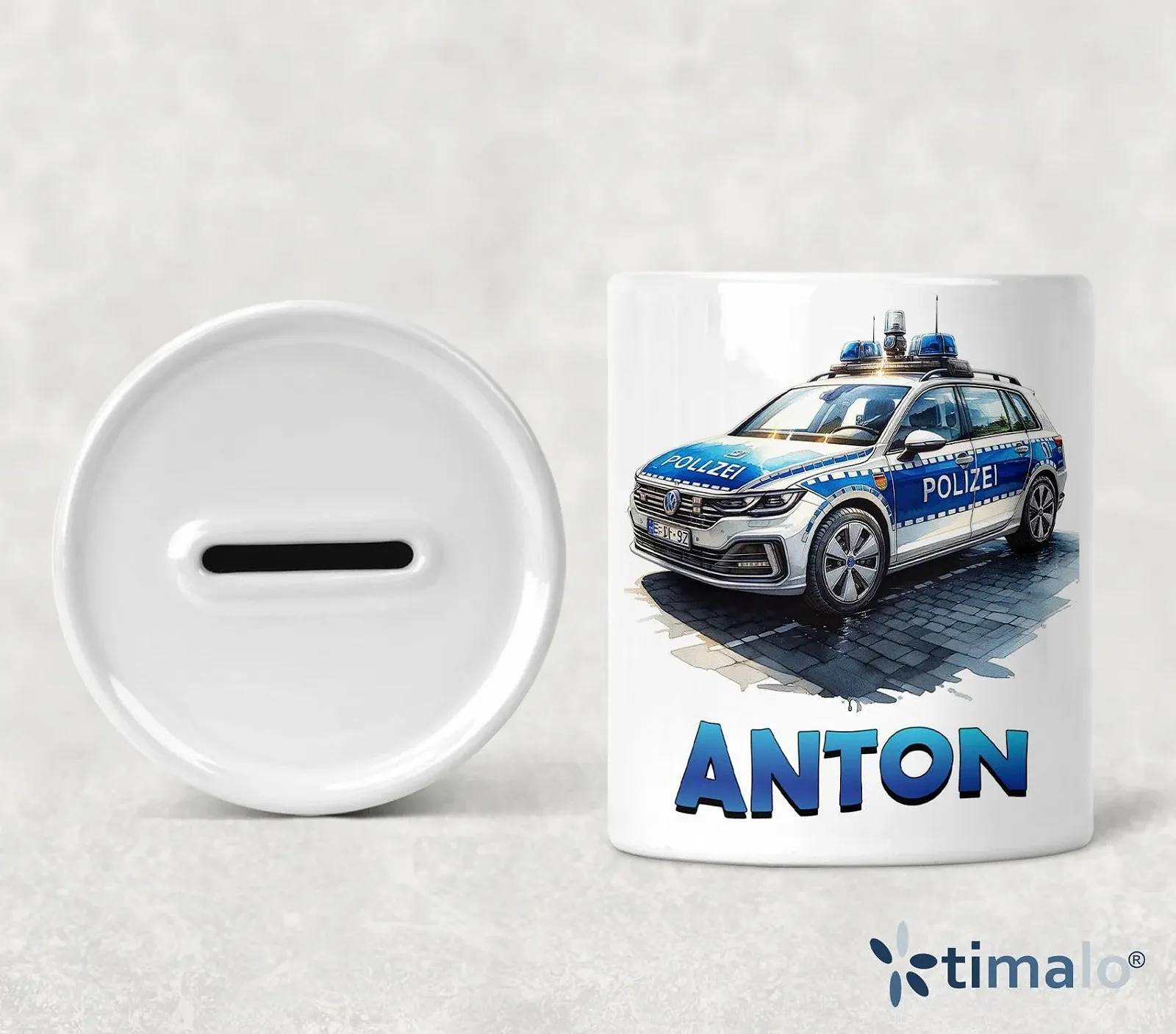 Скарбничка timalo Поліцейська машина Кераміка з гумовою пробкою, фото №5