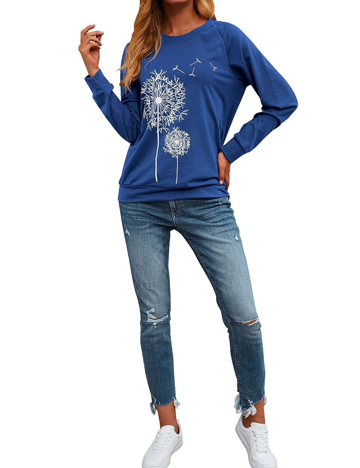 Женский свитшот Dresswel Одуванчик с длинными рукавами, принт одуванчика, осенне-зимняя блузка, топы, фото №5 Женский свитшот Dresswel Одуванчик с длинными рукавами, принт одуванчика, осенне-зимняя блузка, топы, фото №5