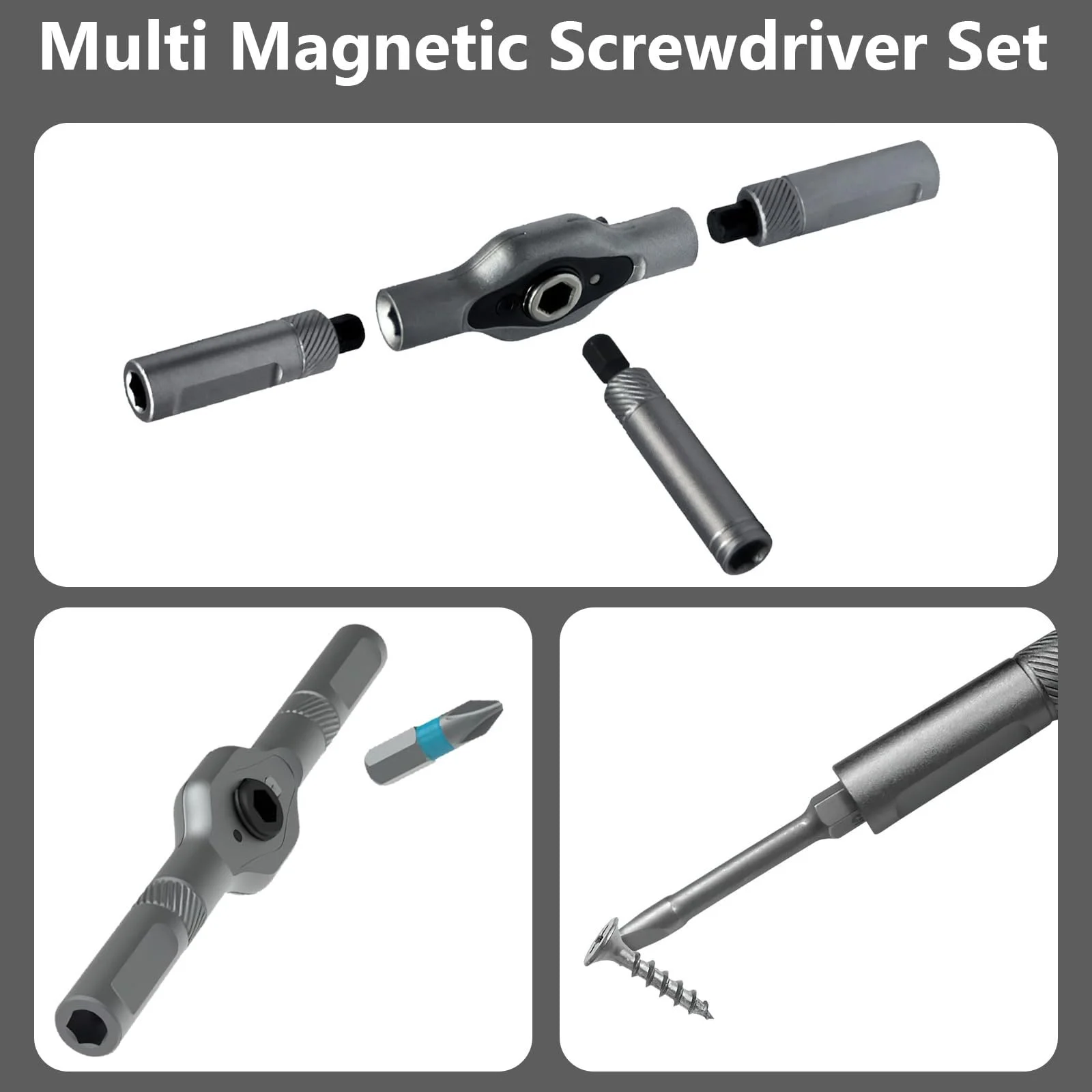 Набір магнітних викруток 42-в-1 з тріскачкою та Т-подібним руків’ям, фото №3