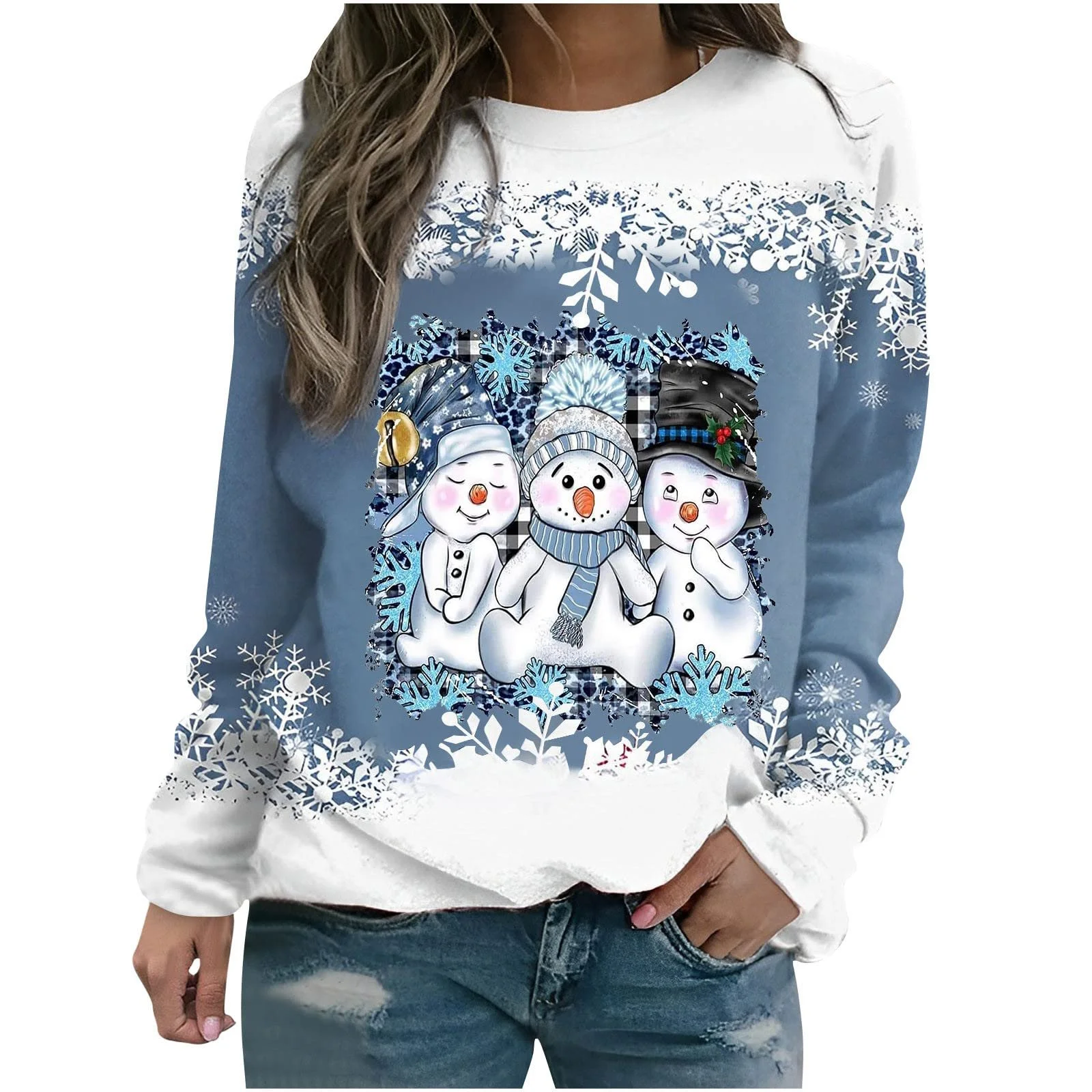 Блузка Рождественская Женская Рождественский Принтованный Джемпер Рождественская Рубашка Элегантные Рождественские Топы Большие Размеры Уютный Джемпер с Длинными Рукавами Уродливый Рождественский Свитер с Длинными Рукавами Рождественский Наряд, фото №1