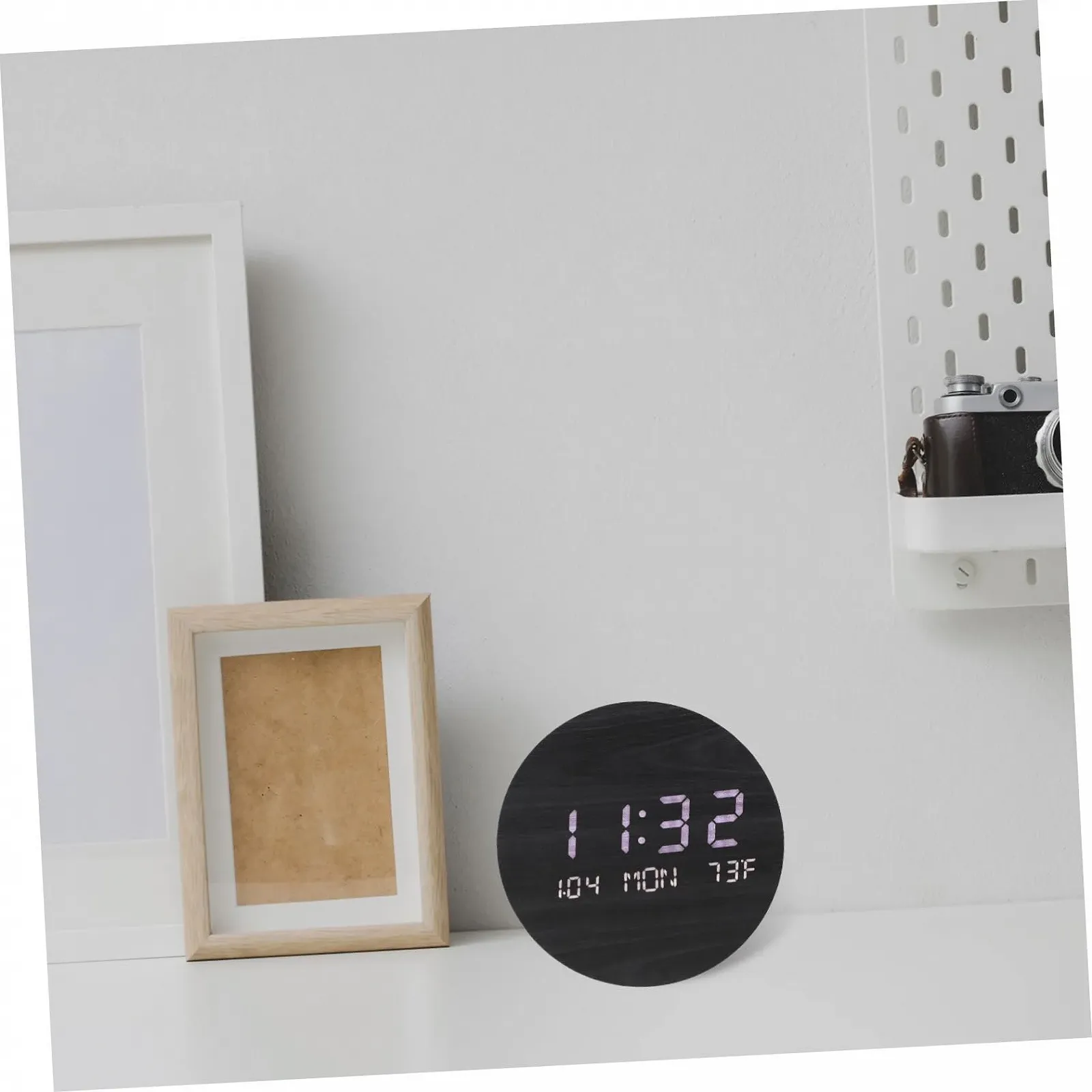 Годинник Настільний електронний світлодіодний PartyKindom Дерев'яний з дзеркалом Круглий, фото №5 Годинник Настільний електронний світлодіодний PartyKindom Дерев'яний з дзеркалом Круглий, фото №5