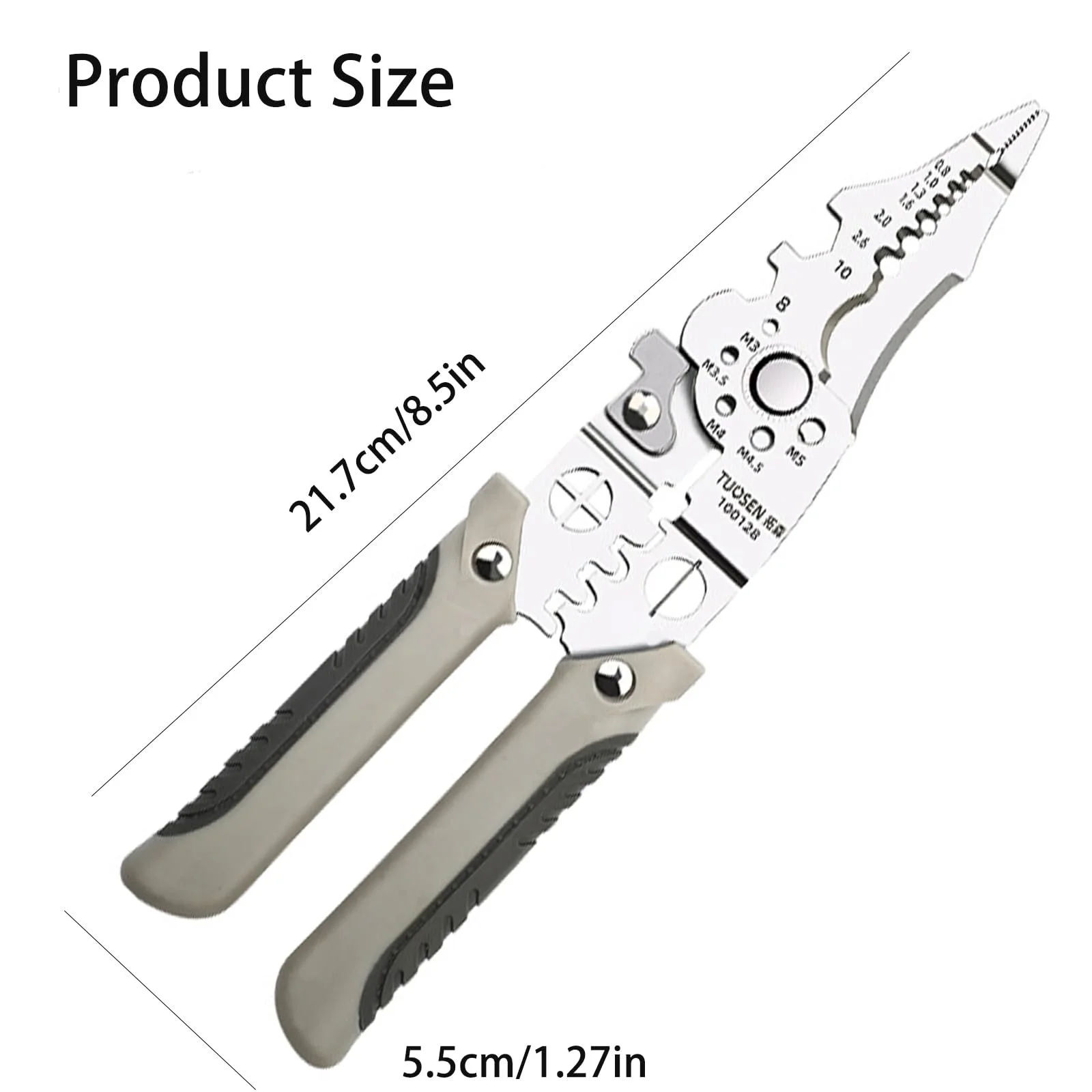 Многофункциональный стриппер, кримпер и кабелерез IUSOT 1 шт. серый, фото №2