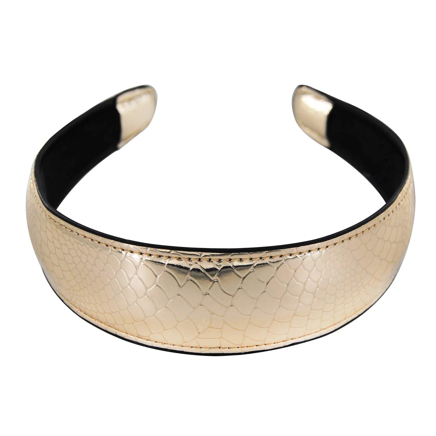Обруч Шкіряний axy HRK3 З крокодиловим візерунком Золотий, фото №3