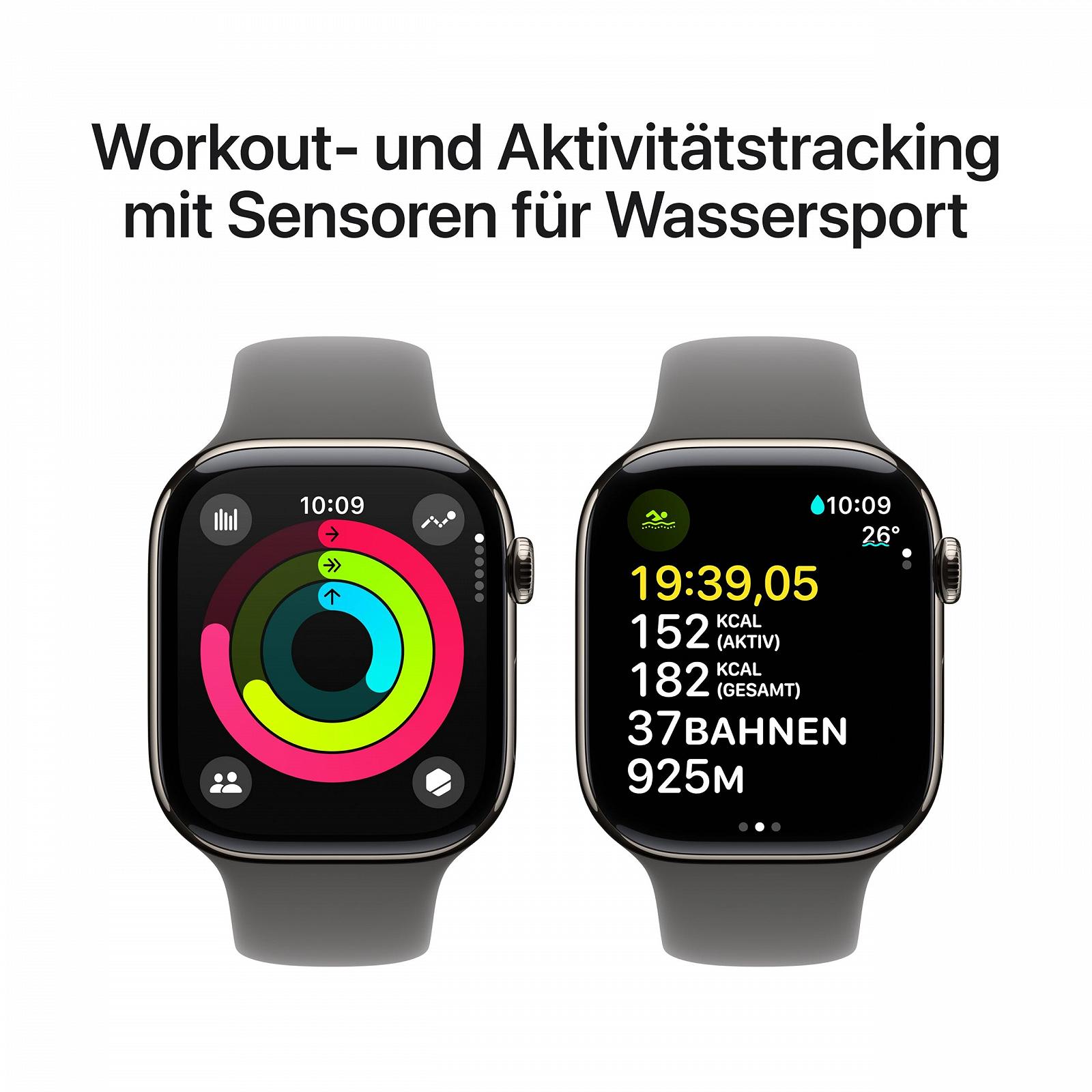 Смарт-годинник Apple Watch Series 10 (GPS + Cellular, 46 мм) Титановий корпус Натуральний Ремінець Світло-сірий (S/M), фото №4