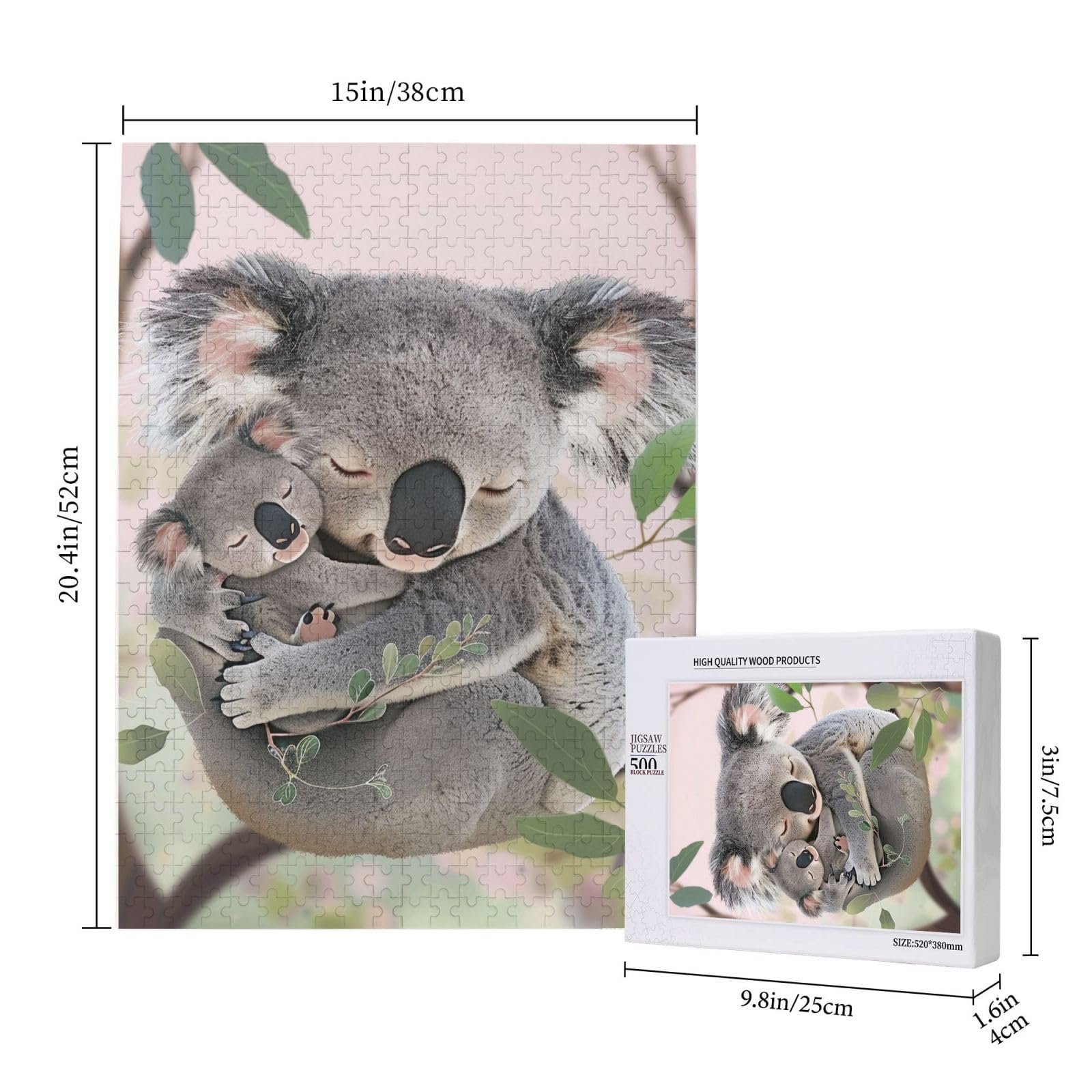Пазл Wooden Puzzle Cute Koala Mom and Baby 500 деталей 38 x 52 см с коробкой для хранения, фото №3 Пазл Wooden Puzzle Cute Koala Mom and Baby 500 деталей 38 x 52 см с коробкой для хранения, фото №3