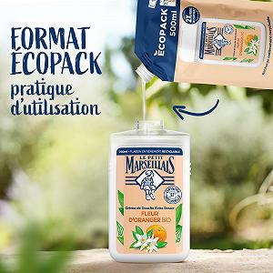Гель для душа (запаска) Le Petit Marseillais Extra Soft Organic Orange Blossom 500 мл Эко-пак synthetic.ua - Фото 1