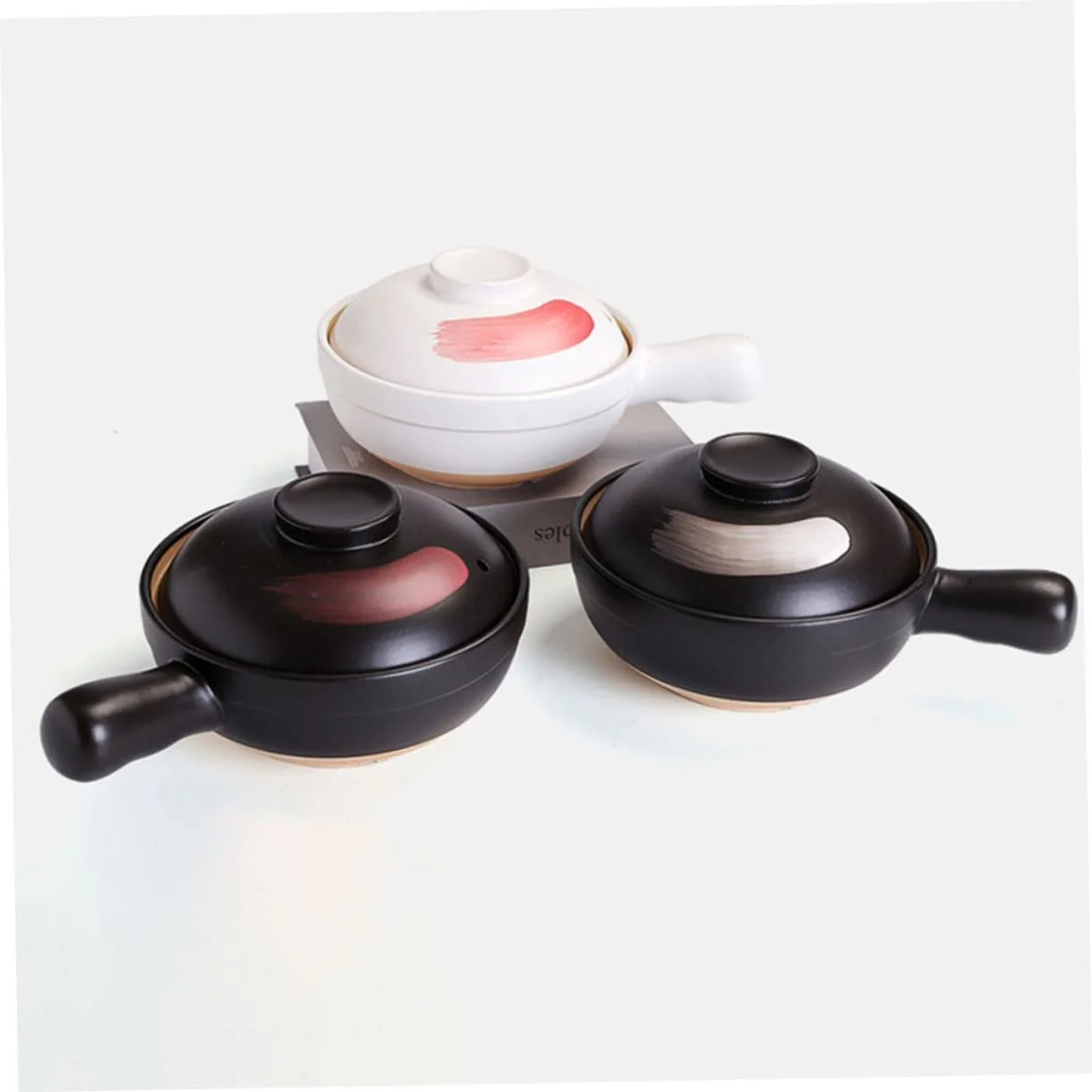 Кастрюля для супа SOIMISS керамическая маленькая с ручкой черная, фото №7