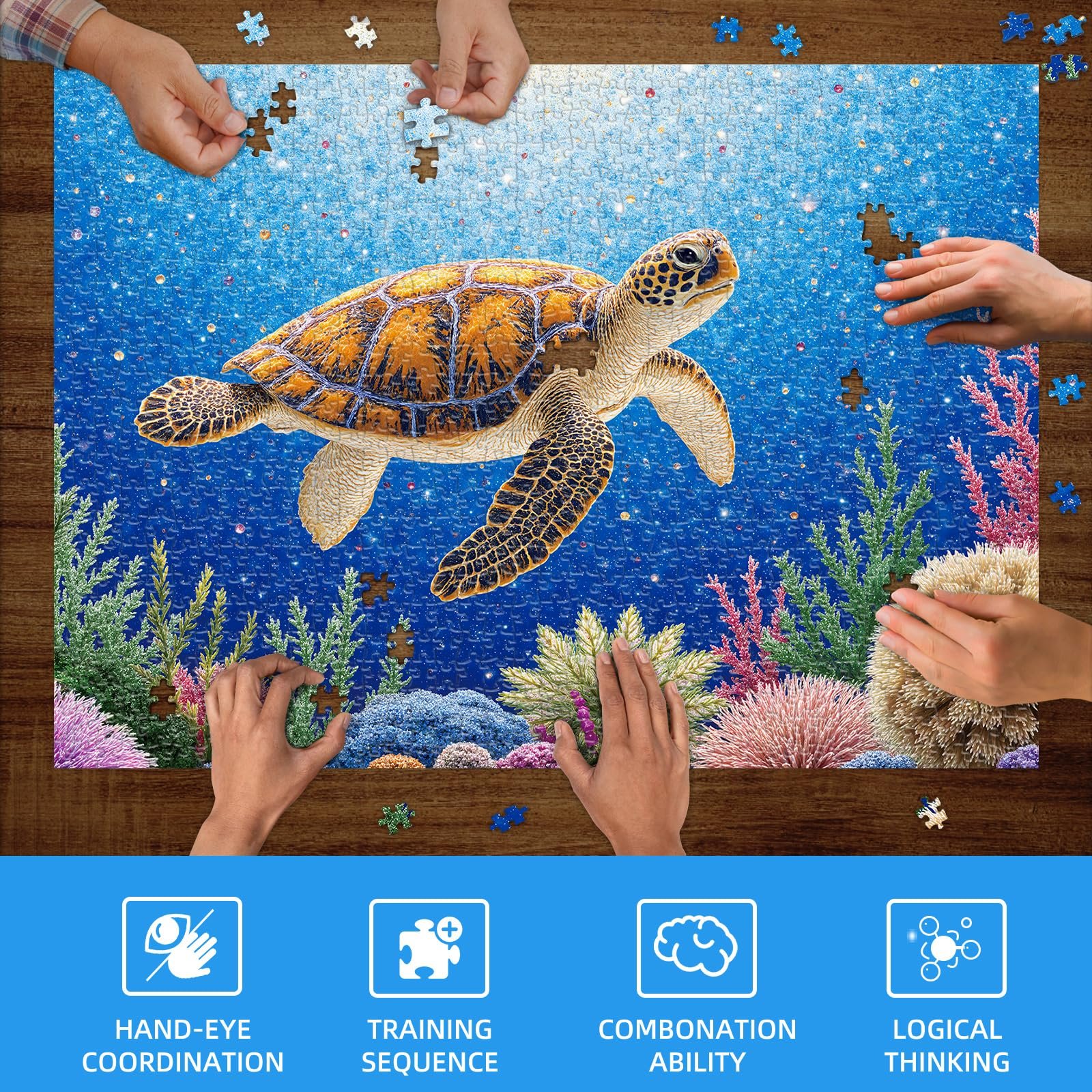 Пазли Hopgo Turtle In Crystal Sea 1000 елементів 70 x 50 см, фото №2 Пазли Hopgo Turtle In Crystal Sea 1000 елементів 70 x 50 см, фото №2