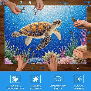 Пазли Hopgo Turtle In Crystal Sea 1000 елементів 70 x 50 см synthetic.ua - Фото 1