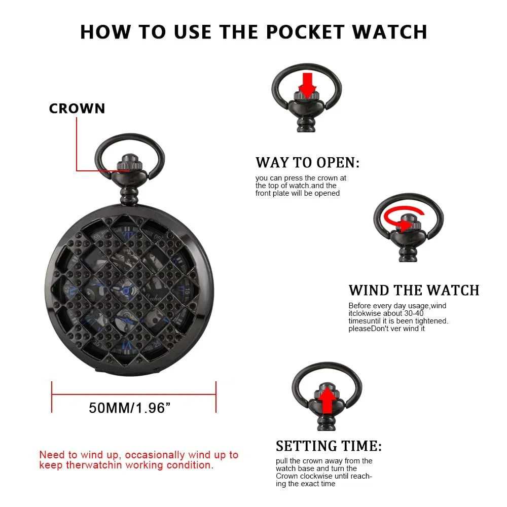 Класичний чоловічий механічний кишеньковий годинник, римські цифрові стрілки, фото №7 Класичний чоловічий механічний кишеньковий годинник, римські цифрові стрілки, фото №7