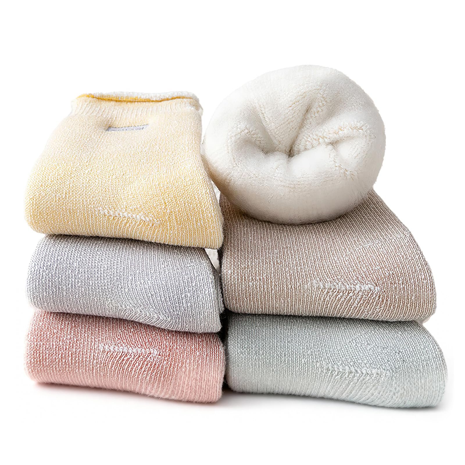 Термоноски Женские (6 пар) Размер 35-39 Комфортные Теплые Носки Мягкие Толстые Носки для сна Плюшевые Утолщенные Зимние Носки с гофрированием, фото №1