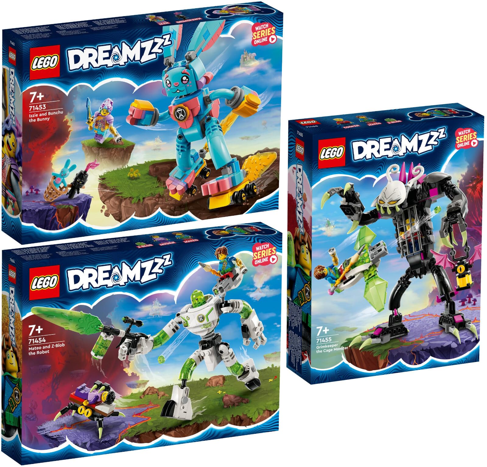 Іграшка Lego DreamZzz 71453 71454 71455 Набір з 3: Іззі та її Зайчик Бунчу, Маттео та Робот Z-Blob, Альбордер, фото №1