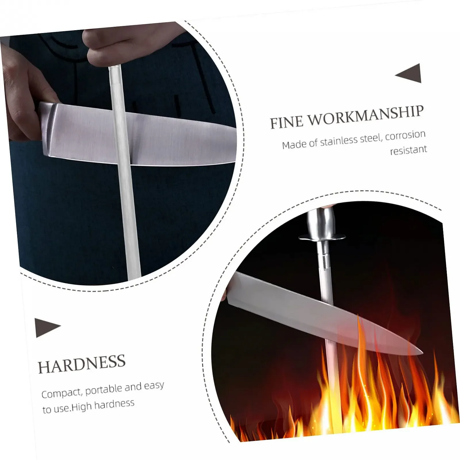 Точильний стрижень VICASKY для кухонних ножів практичний із нержавіючої сталі, фото №8