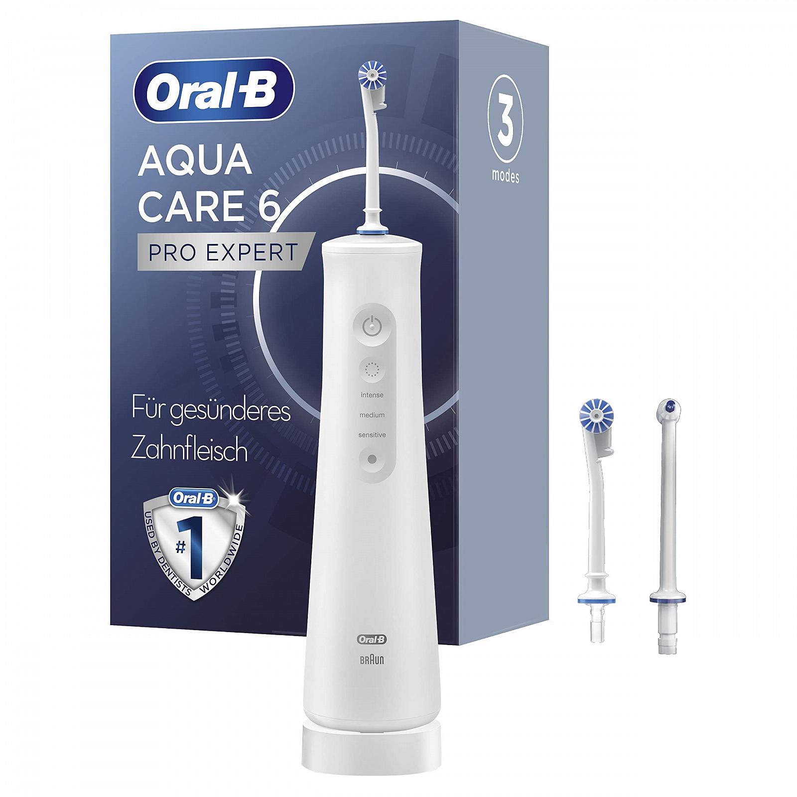 Ирригатор Беспроводной Oral-B AquaCare 6, 3 сменные насадки, Белый/Серый и Зубная щетка Электрическая Genius X, 6 режимов чистки, Искусственный интеллект и Bluetooth App, Черный, фото №2
