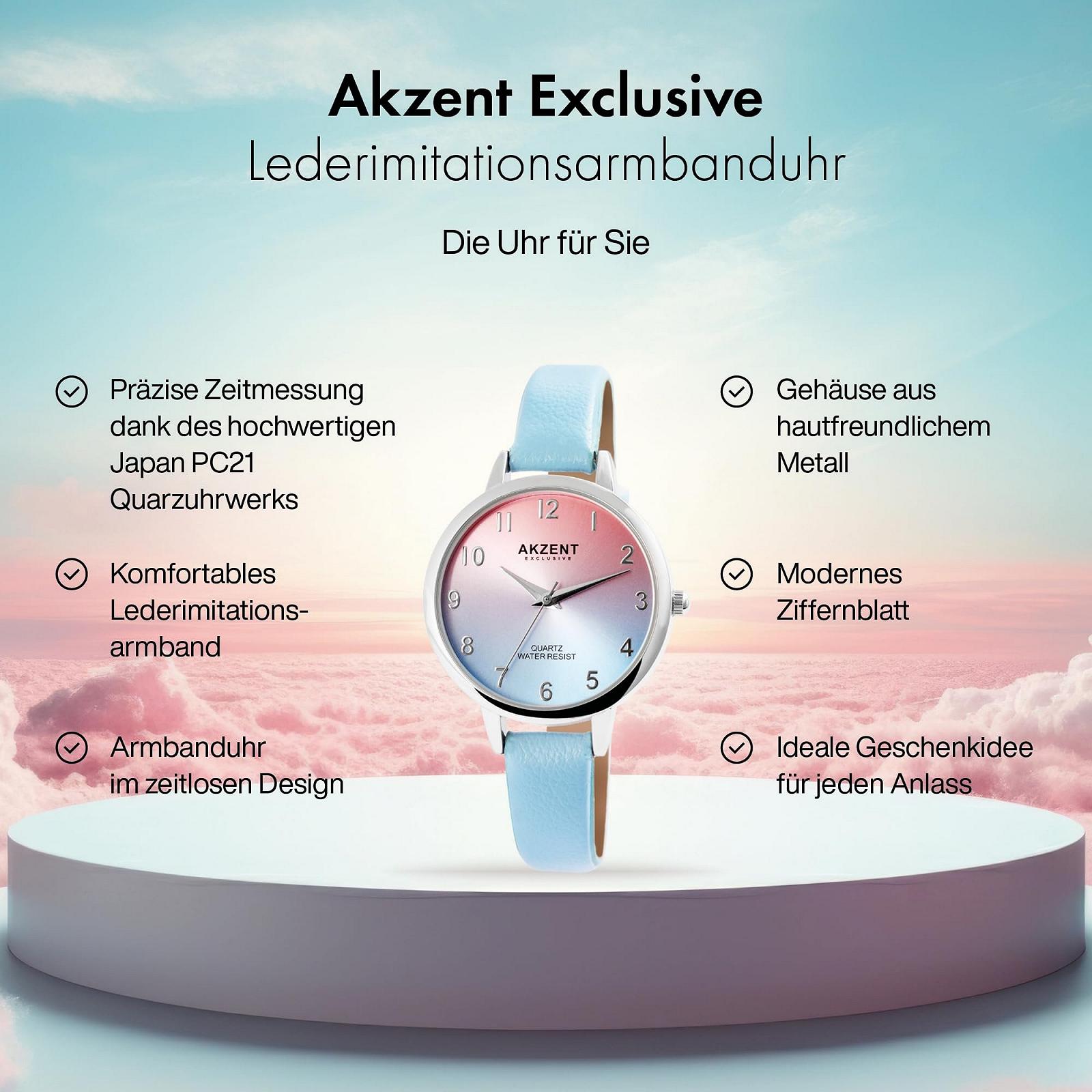 Женские часы Akzent Exclusive 1900233 из искусственной кожи с аналоговой кварцевой застежкой-пряжкой, фото №2 Женские часы Akzent Exclusive 1900233 из искусственной кожи с аналоговой кварцевой застежкой-пряжкой, фото №2