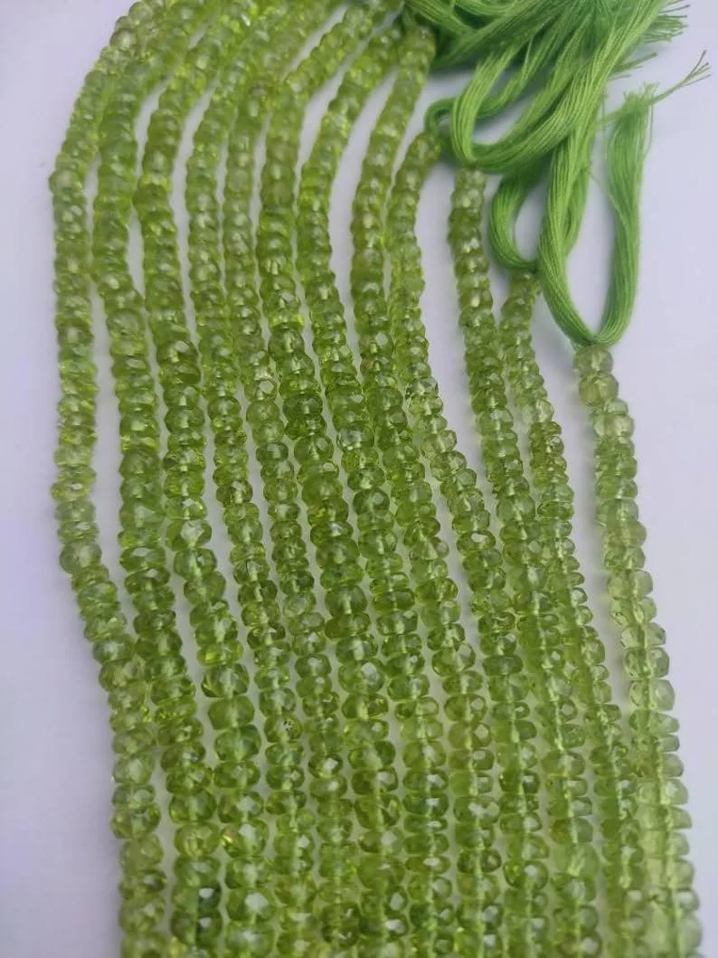 Бусины Peridot натуральный, рондель, ограненные, 4.5-5 мм, зеленый, фото №4