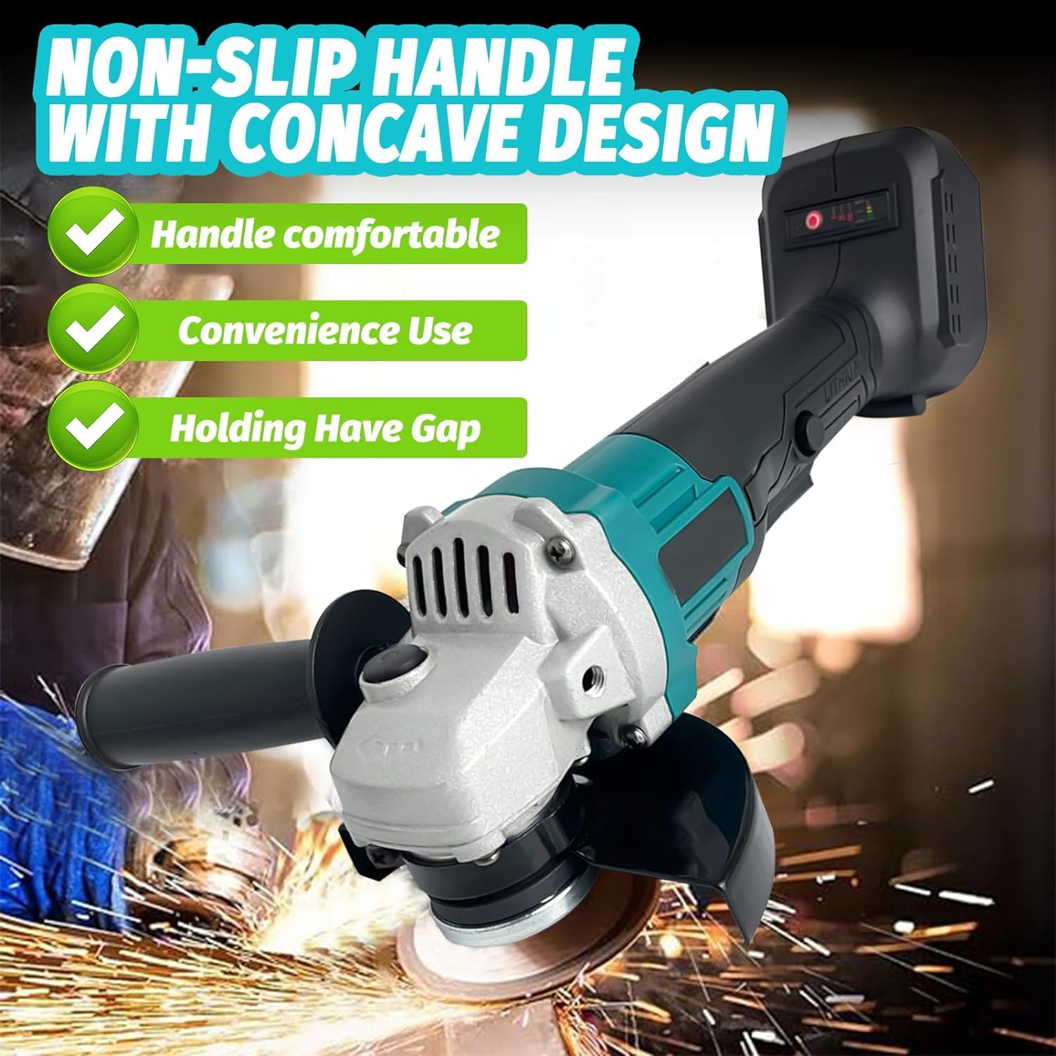 Батарейний кутовий шліфувальний апарат заміна для Makita DGA517Z безщітковий різальний шліфувальний диск 125 мм 850 Вт з 2 x 5500 мАг батареями шліфування для видалення фарби та розчину, фото №3 Батарейний кутовий шліфувальний апарат заміна для Makita DGA517Z безщітковий різальний шліфувальний диск 125 мм 850 Вт з 2 x 5500 мАг батареями шліфування для видалення фарби та розчину, фото №3