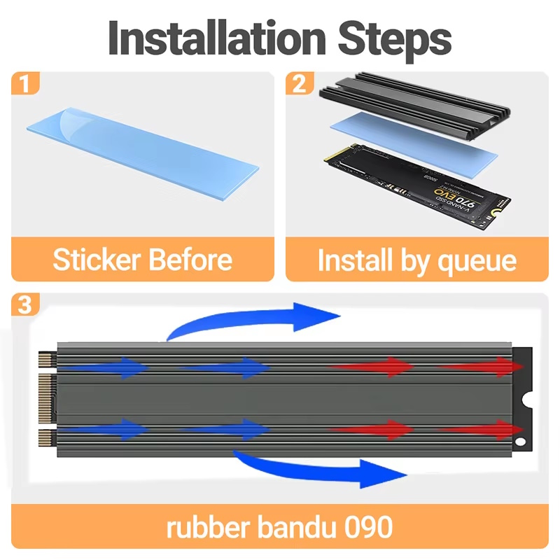 Радиатор для охлаждения SSD Teucer Slim M.2 2280 NVMe Sata для PS5 PC ноутбука, фото №4 Радиатор для охлаждения SSD Teucer Slim M.2 2280 NVMe Sata для PS5 PC ноутбука, фото №4