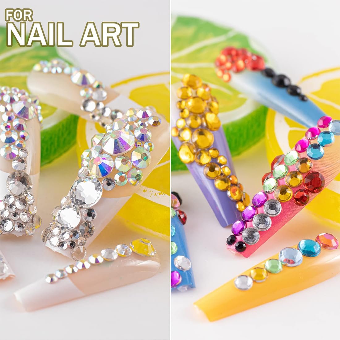 Стрази для нігтів (2 коробки) Кристали, напівкруглі перлини, з пінцетом, фото №3