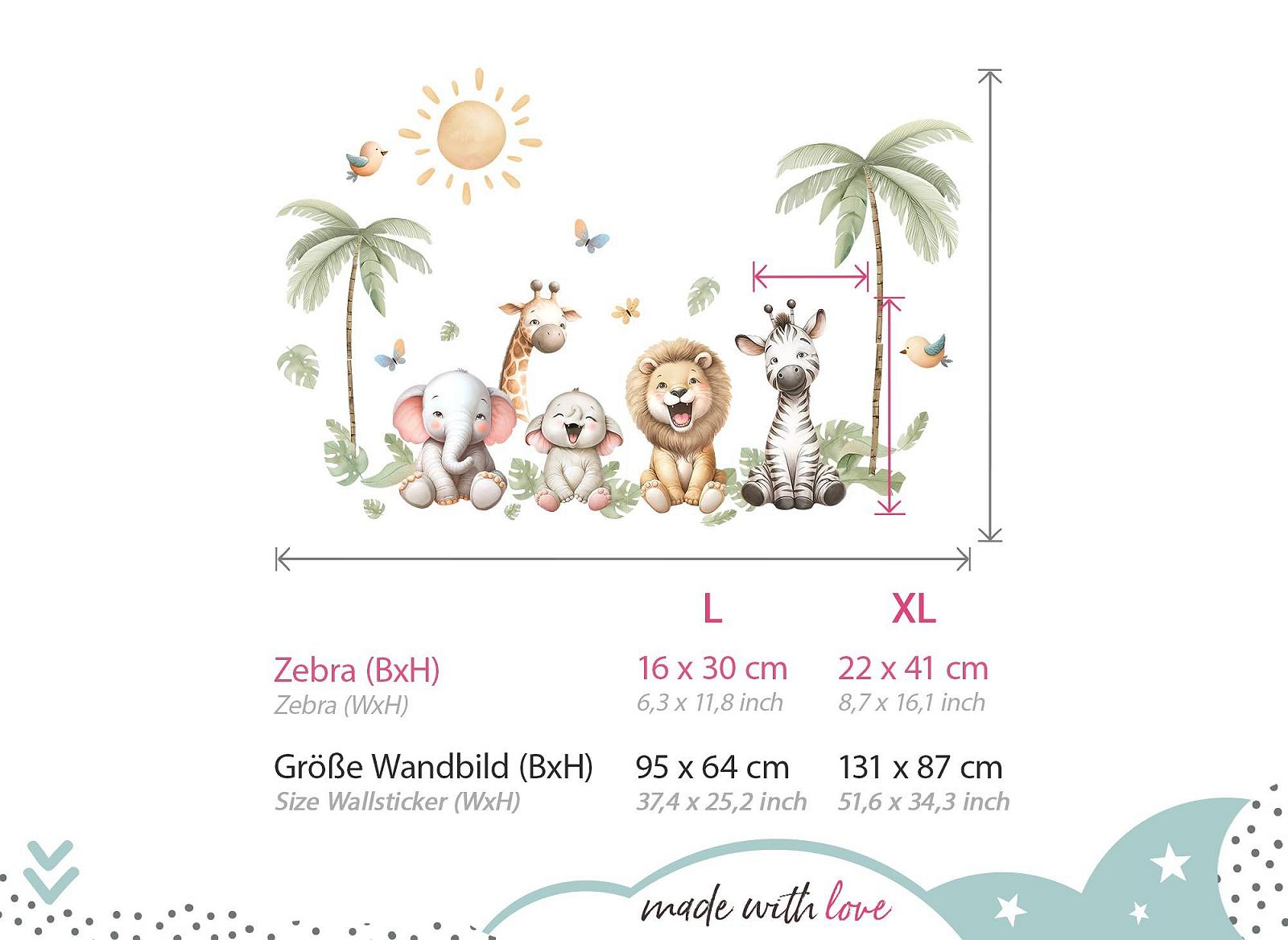 Наклейка на стену Little Deco DL5064 Safari Animals Лев Слон, фото №3