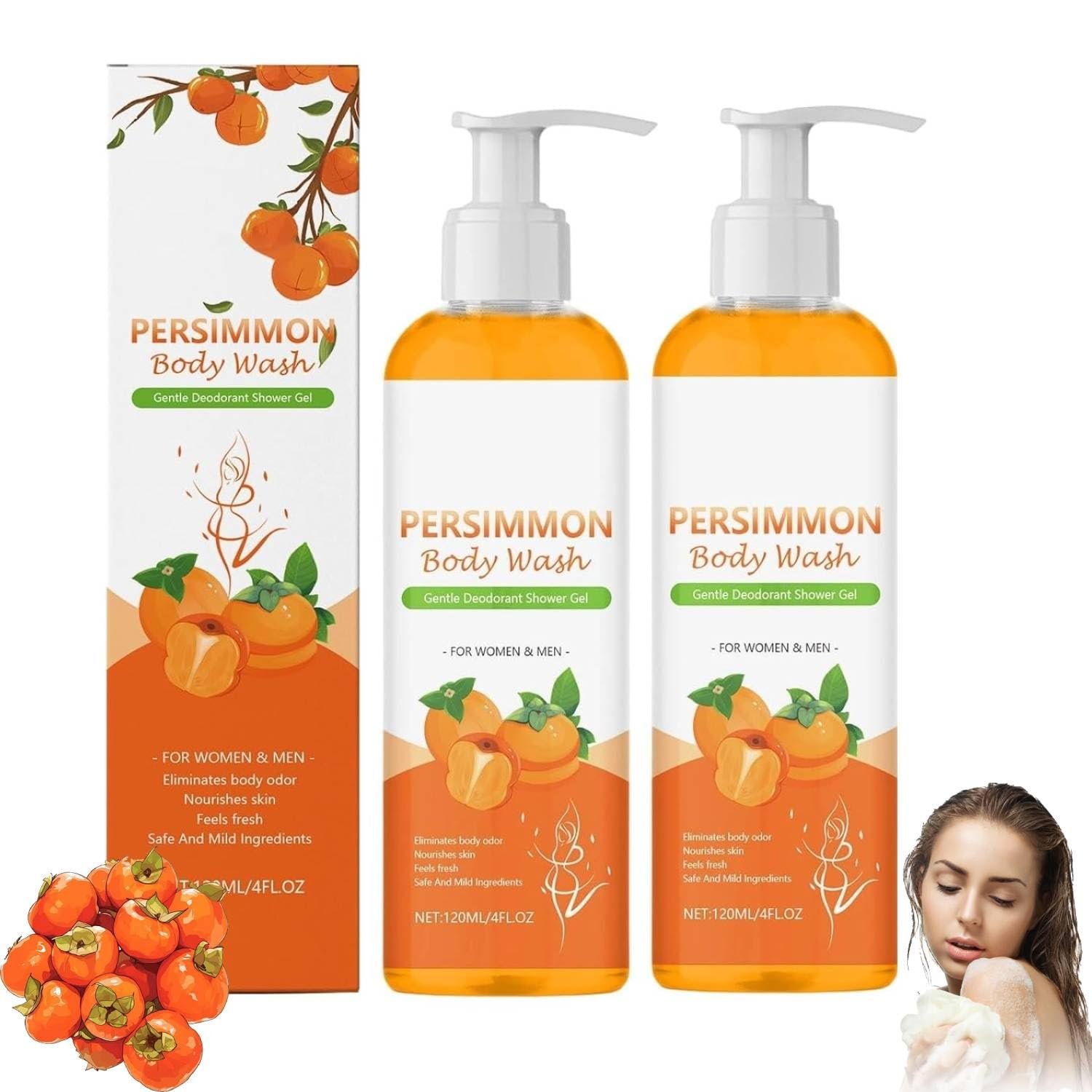 Гель для душу з хурмою Освіжаючий Дезодоруючий 2 шт, фото №1