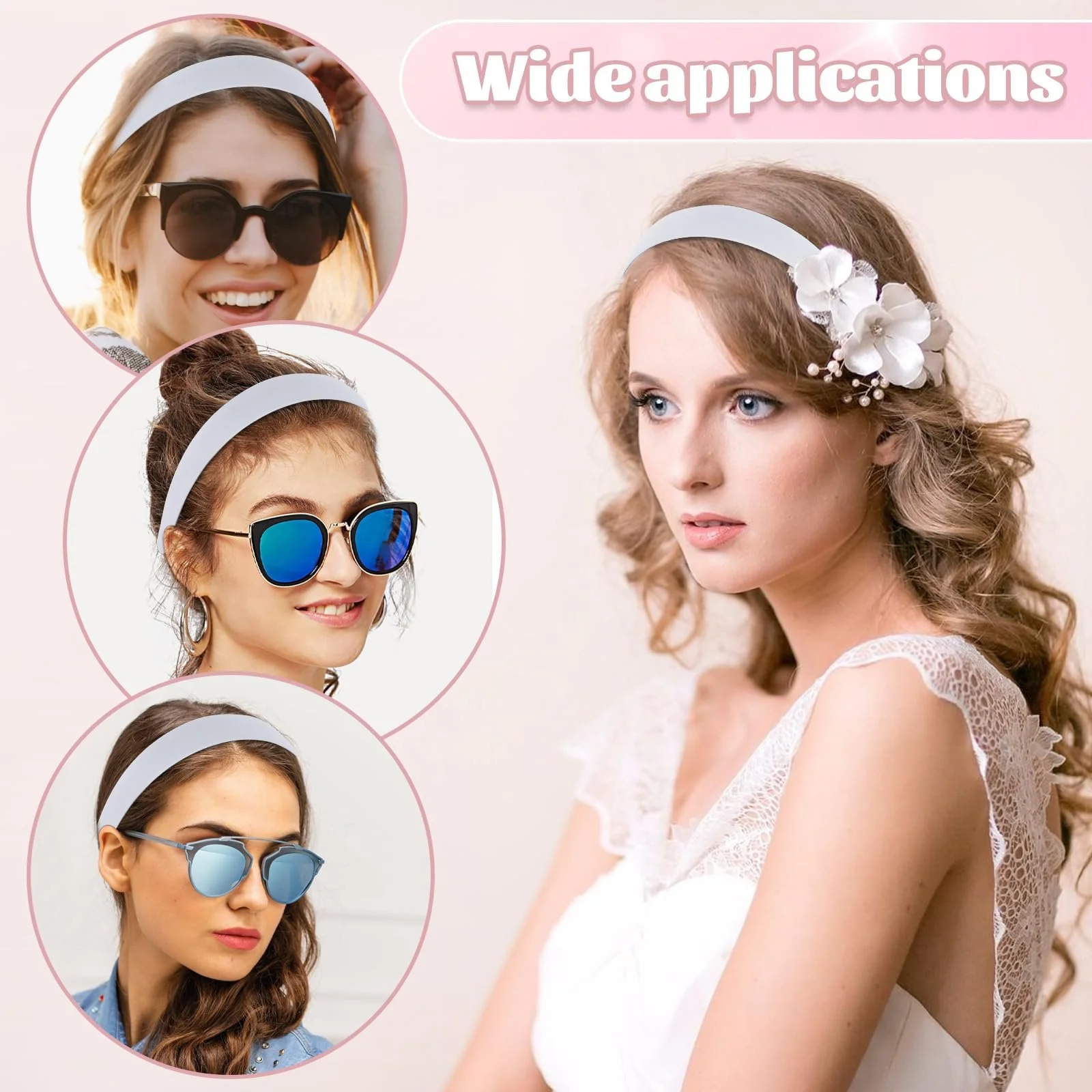 Набір обручів 2 шт. Однотонний атласний, фото №6