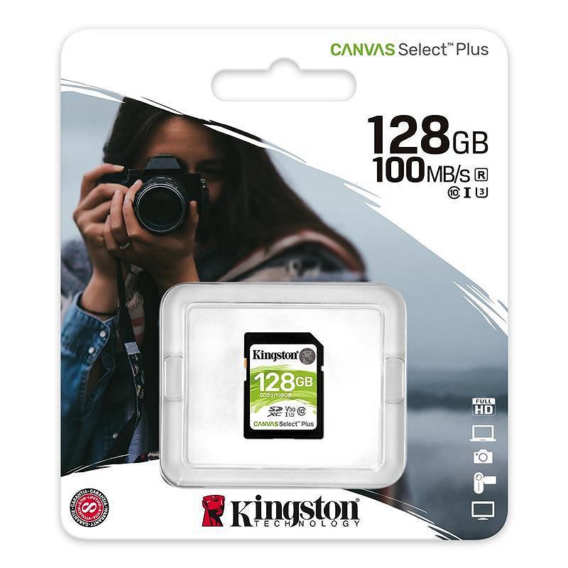 Карта памяти SDXC 128GB UHS-I/U3 Class 10 Kingston Canvas Select Plus R100/W85MB/s SDS2/128GB, фото №3