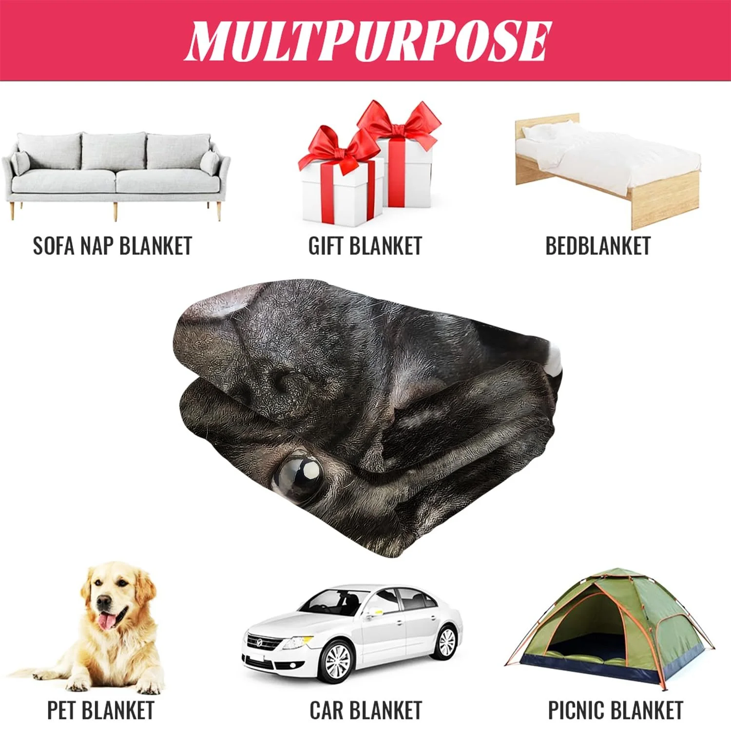 Одеяло YISUMEI 125 x 200 см Мягкое Фланелевое Одеяло на Кровать Черный Французский Бульдог, фото №4 Одеяло YISUMEI 125 x 200 см Мягкое Фланелевое Одеяло на Кровать Черный Французский Бульдог, фото №4