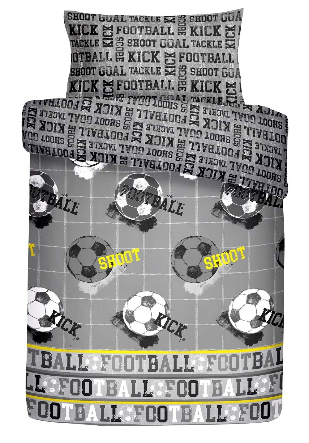 Комплект дитячої постільної білизни Bedlam Football Сірий та Жовтий (односпальний), фото №3