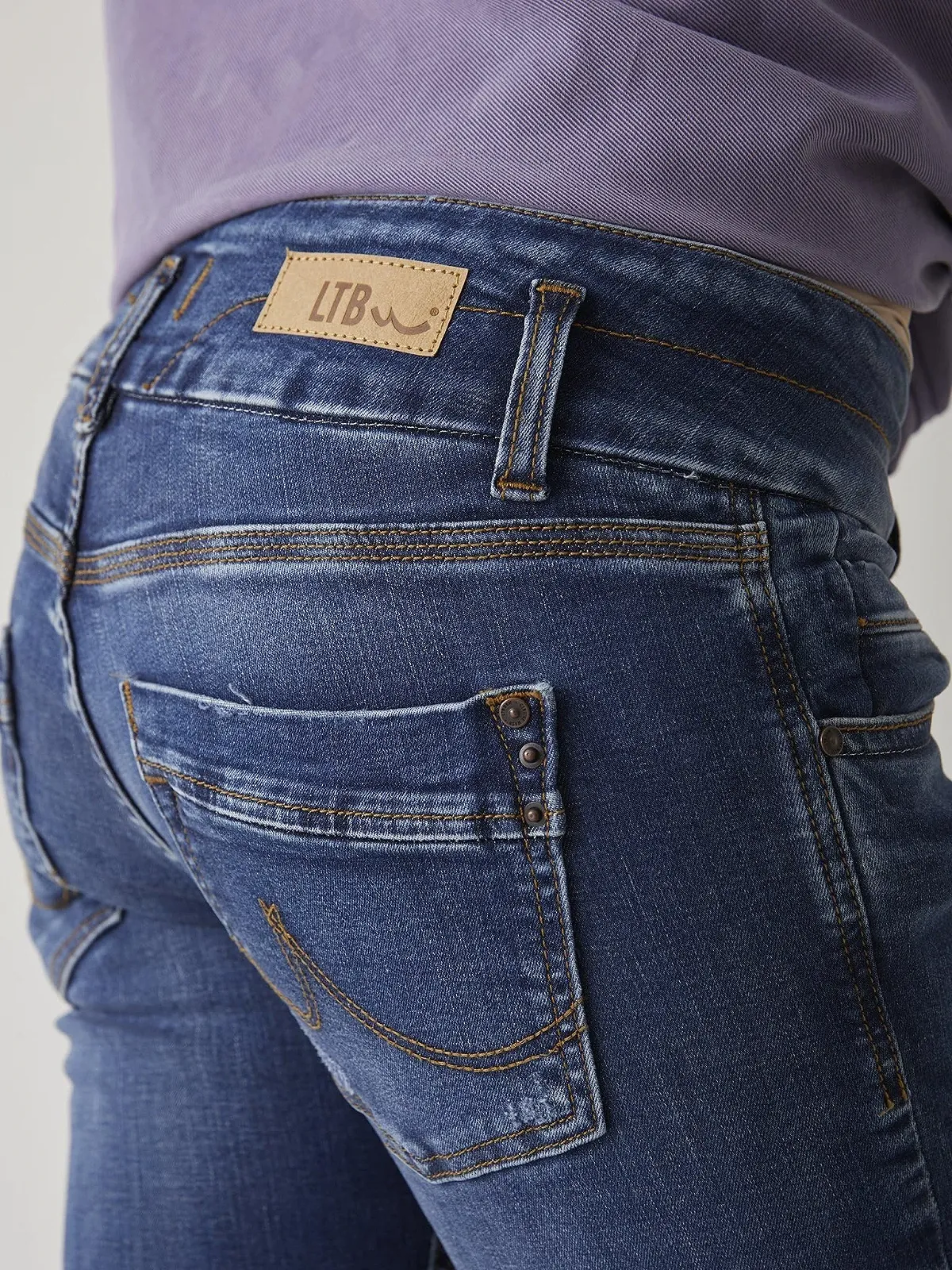 Джинси LTB Zena Slim Бавовняна суміш Slim Denim Темні на блискавці Низька посадка - Блакитний, фото №5