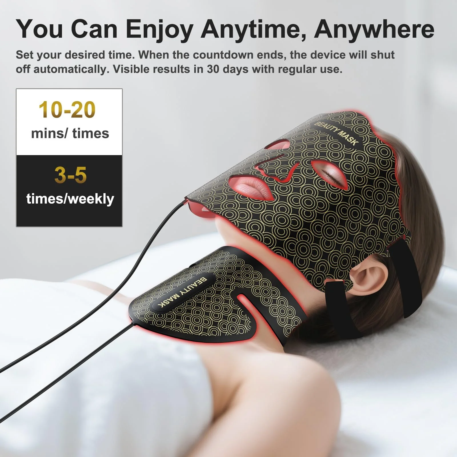 LED Маска для обличчя 7 кольорів Червоний, фото №4