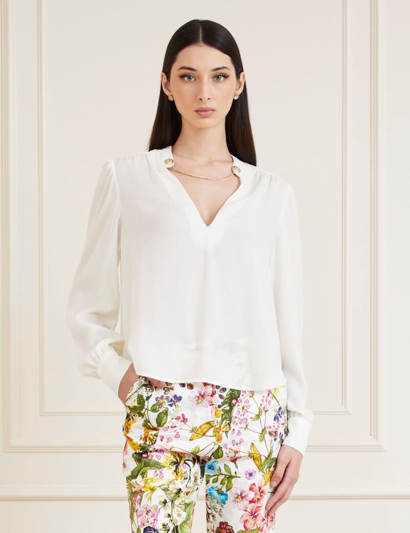 Жіноча блуза Marciano by Guess - Chain Collar Blouse (4RGH009998Z) Біла - 42, фото №1
