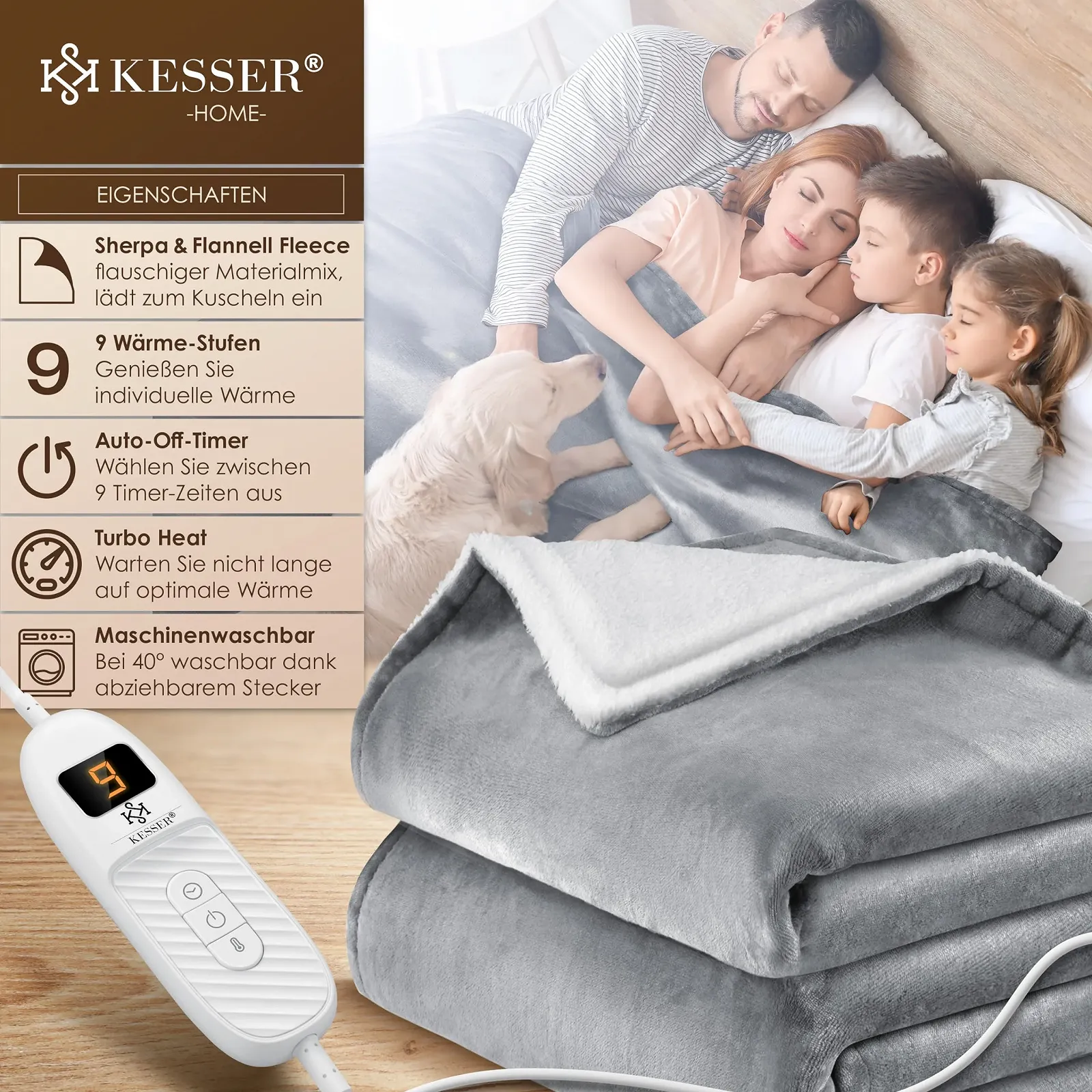 Електрична ковдра KESSER 180 x 130 см, фото №2 Електрична ковдра KESSER 180 x 130 см, фото №2