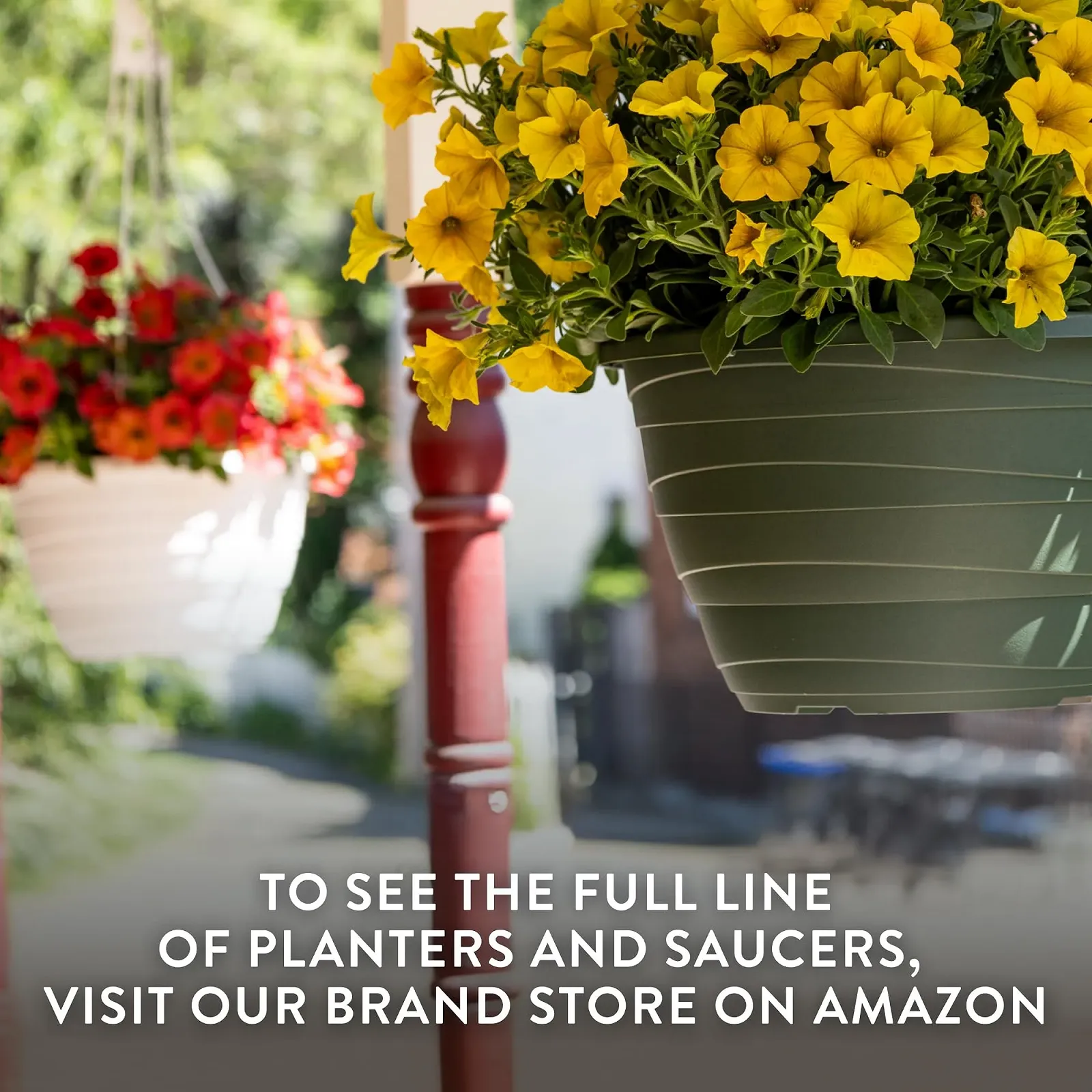 Подвесной вазон The HC Companies пластиковый 11" Набор 2 шт. Черный, фото №7