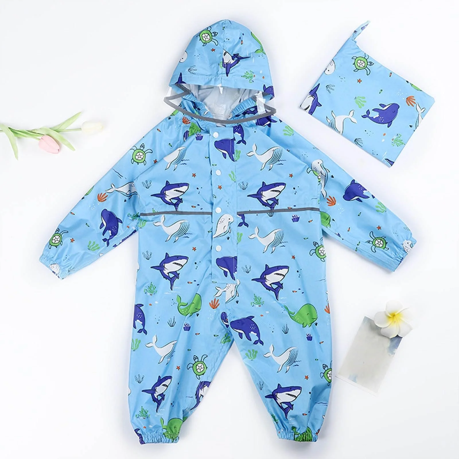 Дитячий суцільний водонепроникний дощовик з капюшоном, фото №3 Дитячий суцільний водонепроникний дощовик з капюшоном, фото №3