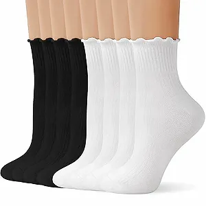 Шкарпетки з рюшами Бавовняні в’язані жіночі розмір 35-41, 8 пар - Фото 1