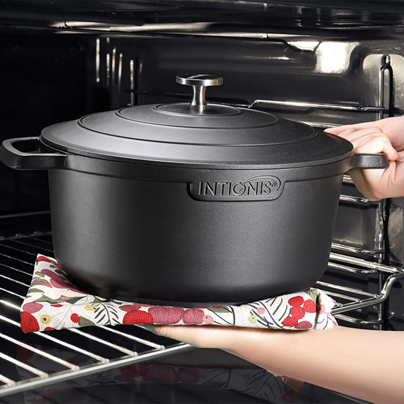 Кастрюля INTIGNIS 28 см 6 л антипригарная индукционная матовая черная, фото №4