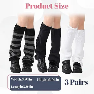 Гетри для дівчат, 3 пари в'язаних шкарпеток до коліна для жінок synthetic.ua - Фото 1