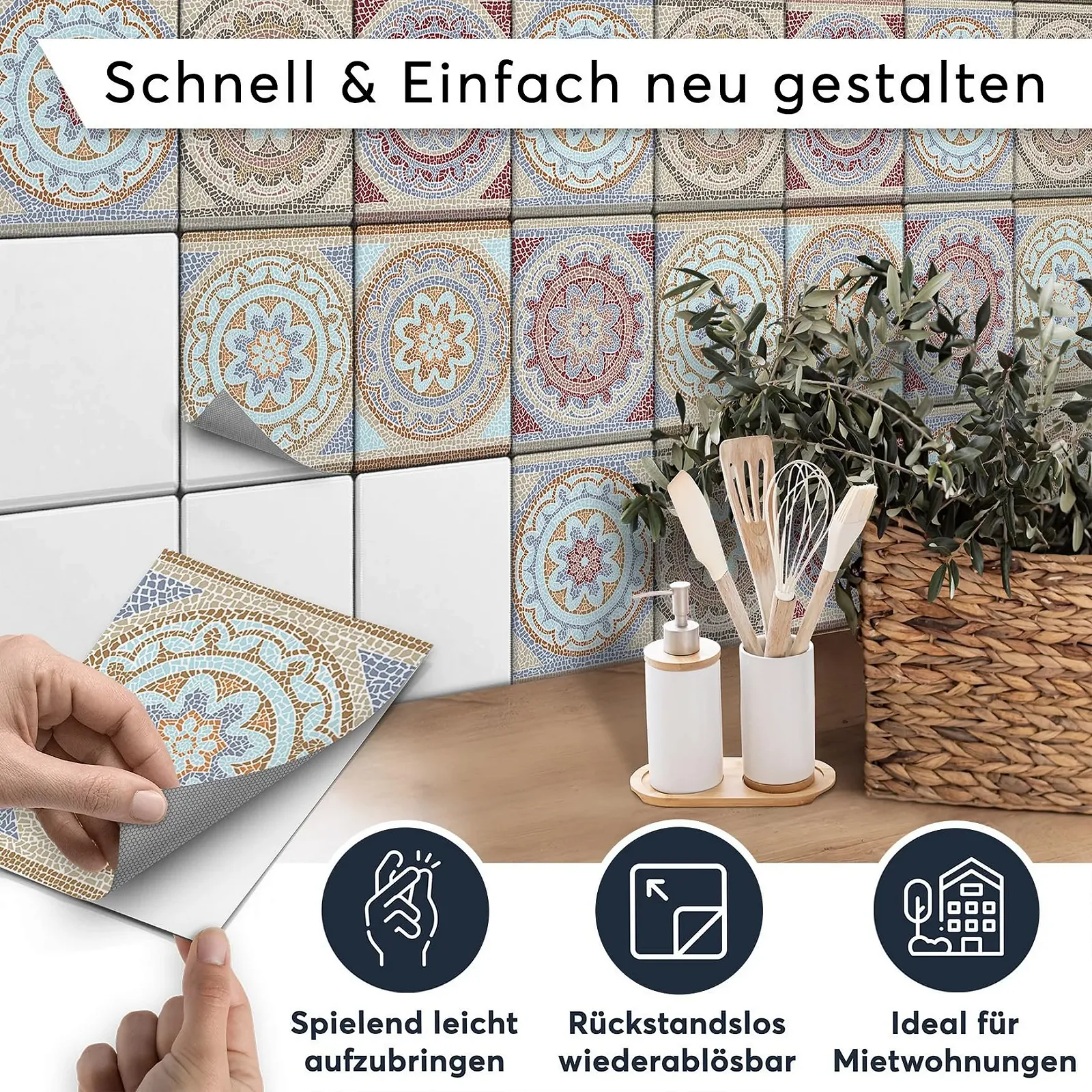 Наклейки на плитку PVC Mosaic Africa Mosaic Набір 9 шт., фото №2