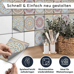 Наклейки на плитку PVC Mosaic Africa Mosaic Набір 9 шт. synthetic.ua - Фото 1