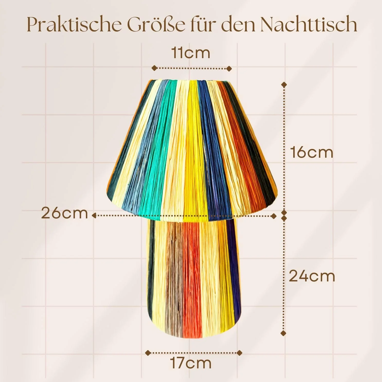 Набір з 2 настільних ламп Marrakech Raffia бохо 40 см різнокольоровий, фото №3