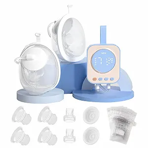 Електричний молоковідсмоктувач NCVI Hands-Free Double 4 режими 9 рівнів 21/24/28 мм Blue - Фото 1