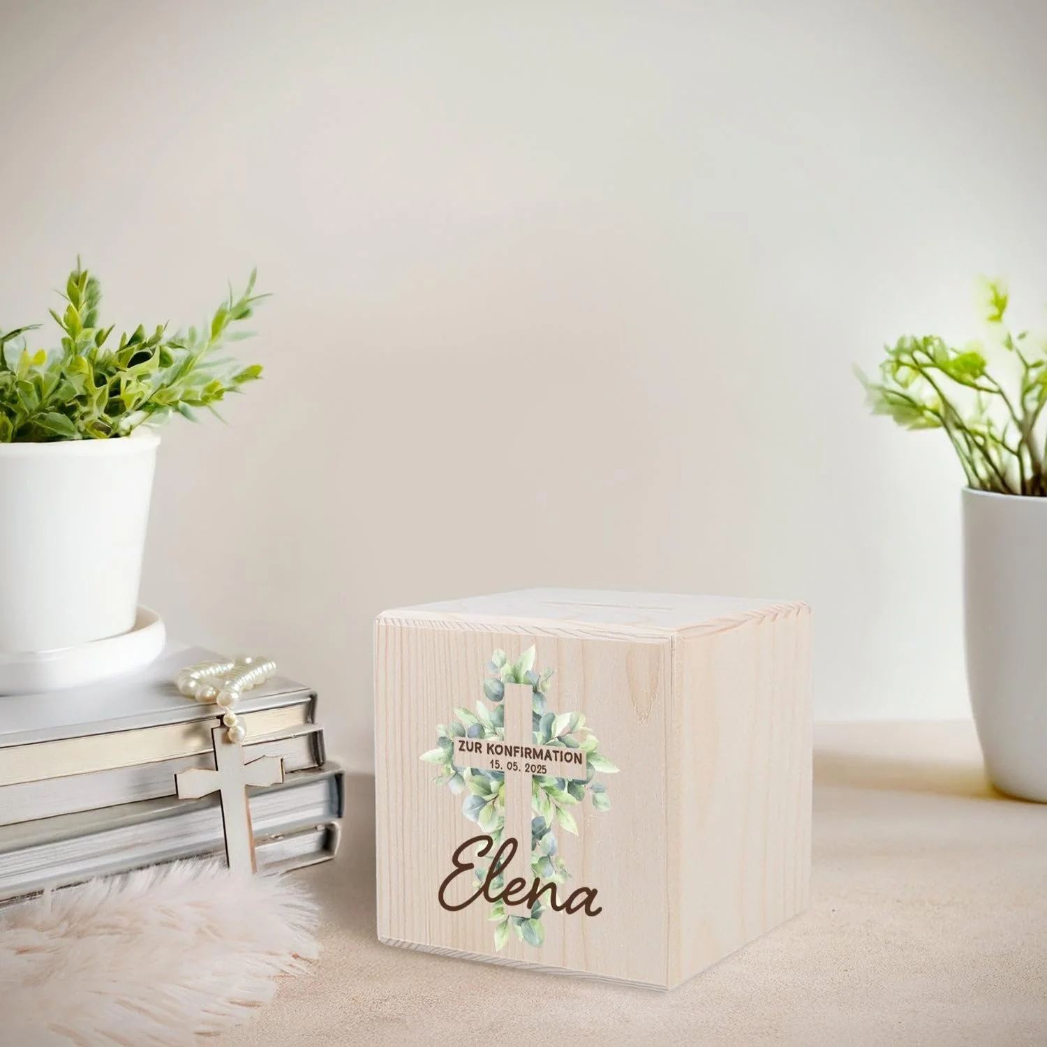 Скарбничка GRAVURZEILE Crosses дерев'яна з металевим замком, фото №2