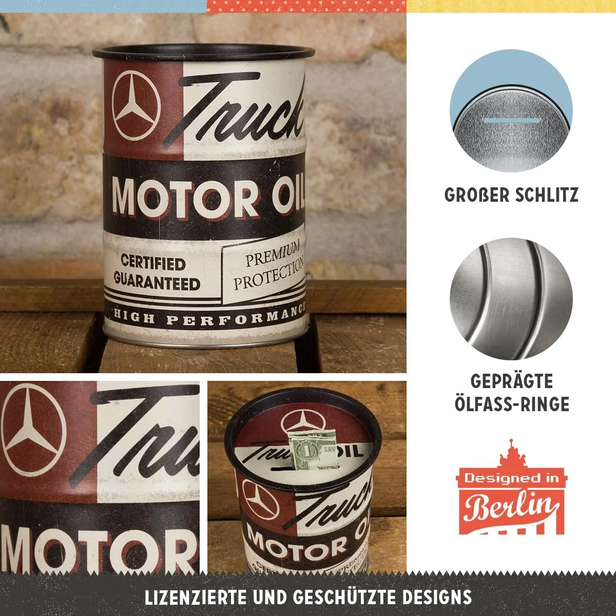 Скарбничка Nostalgic-Art Daimler Truck Motor Oil ретро металева 600 мл, фото №3
