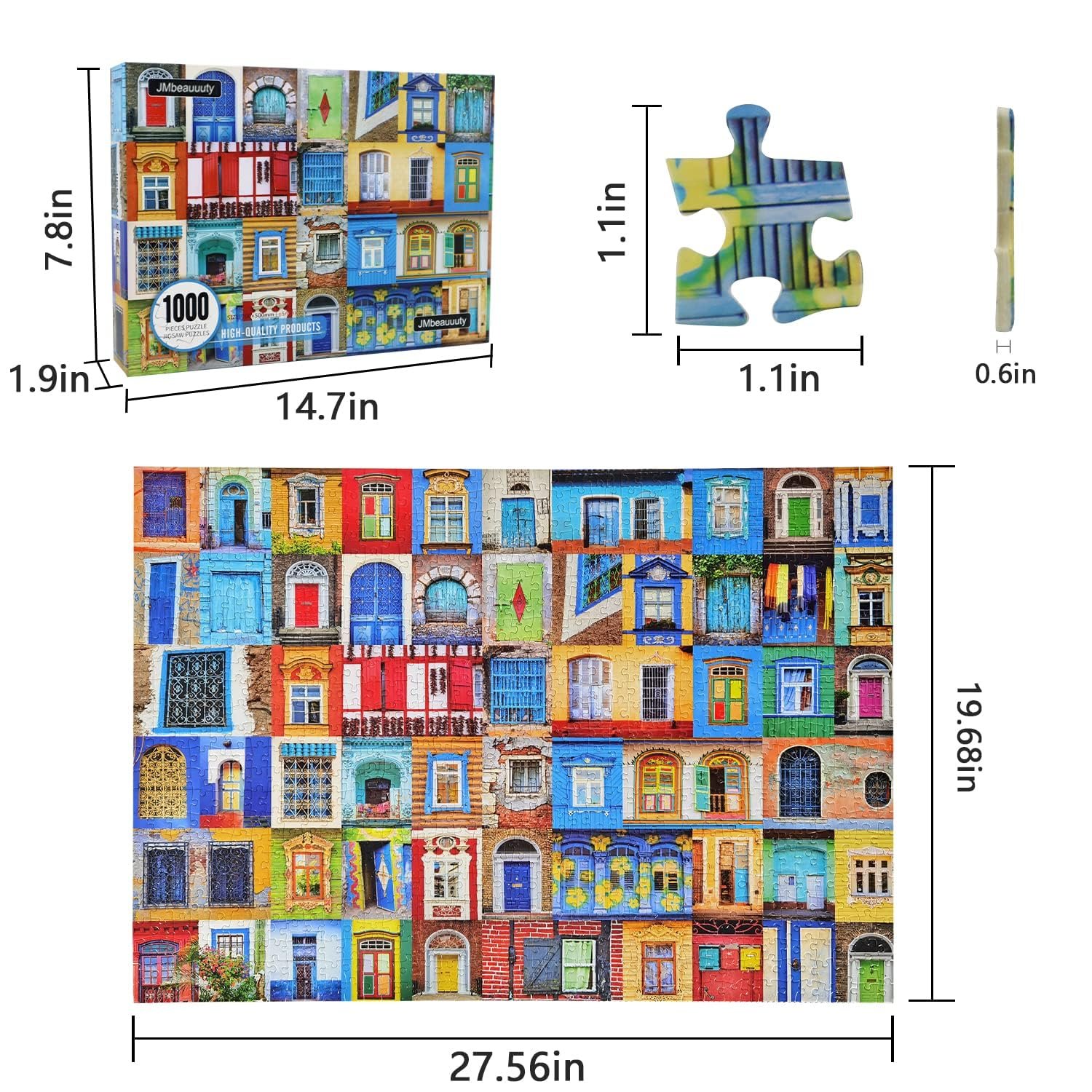 Пазл JMbeauuuty Classic Puzzles Colourful Door and Window of the World 1000 деталей 14+ Разноцветный, фото №2 Пазл JMbeauuuty Classic Puzzles Colourful Door and Window of the World 1000 деталей 14+ Разноцветный, фото №2